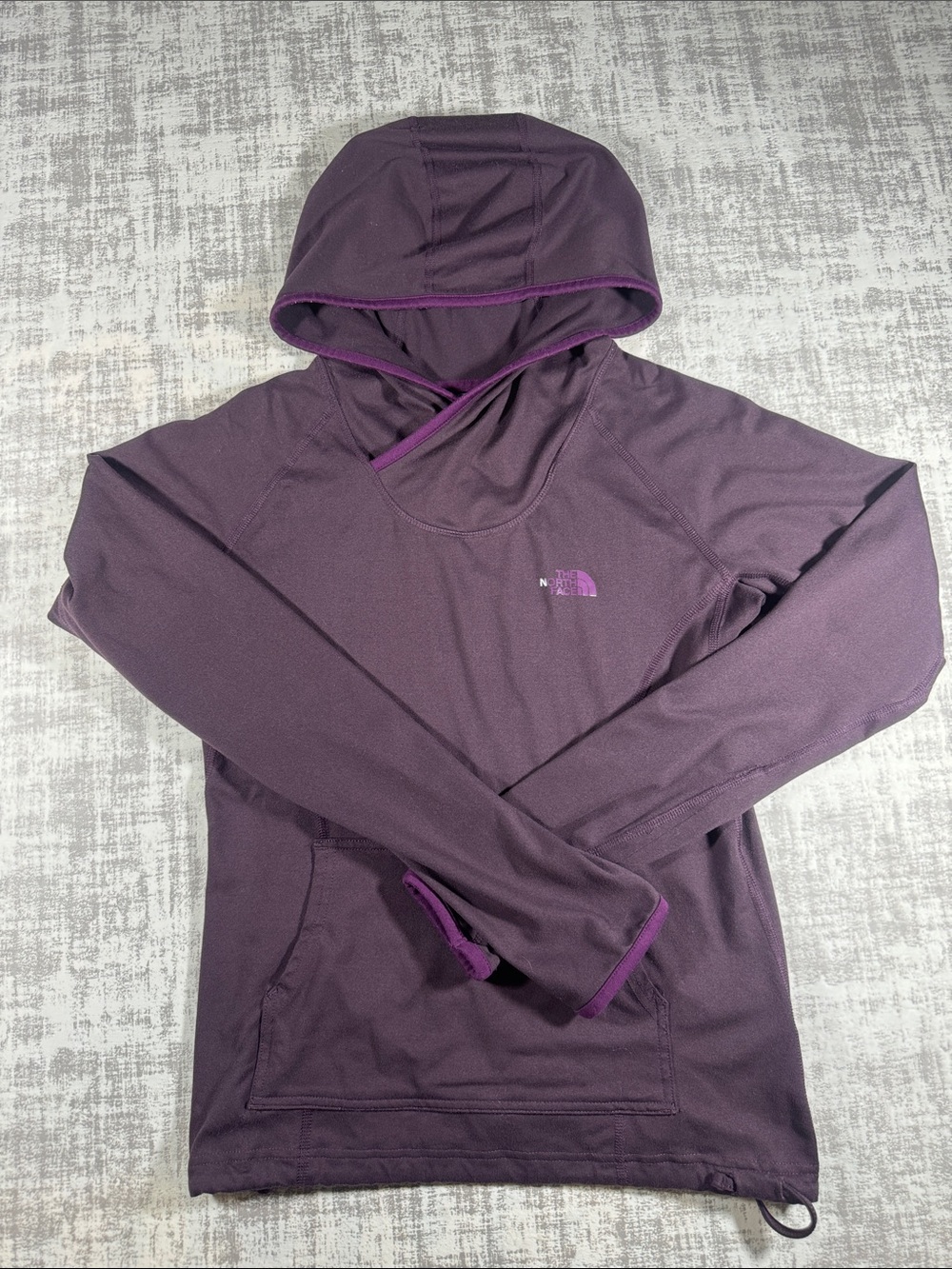 The North Face vaporwick Women's Dark Purple Hooded Pullover size SMALL 22X16PTP
